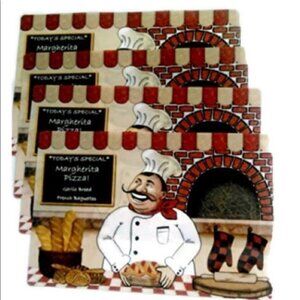 Fat Chef Italian Chef Bistro Placemats Indoor Outdoor Set of 4 Multicolor